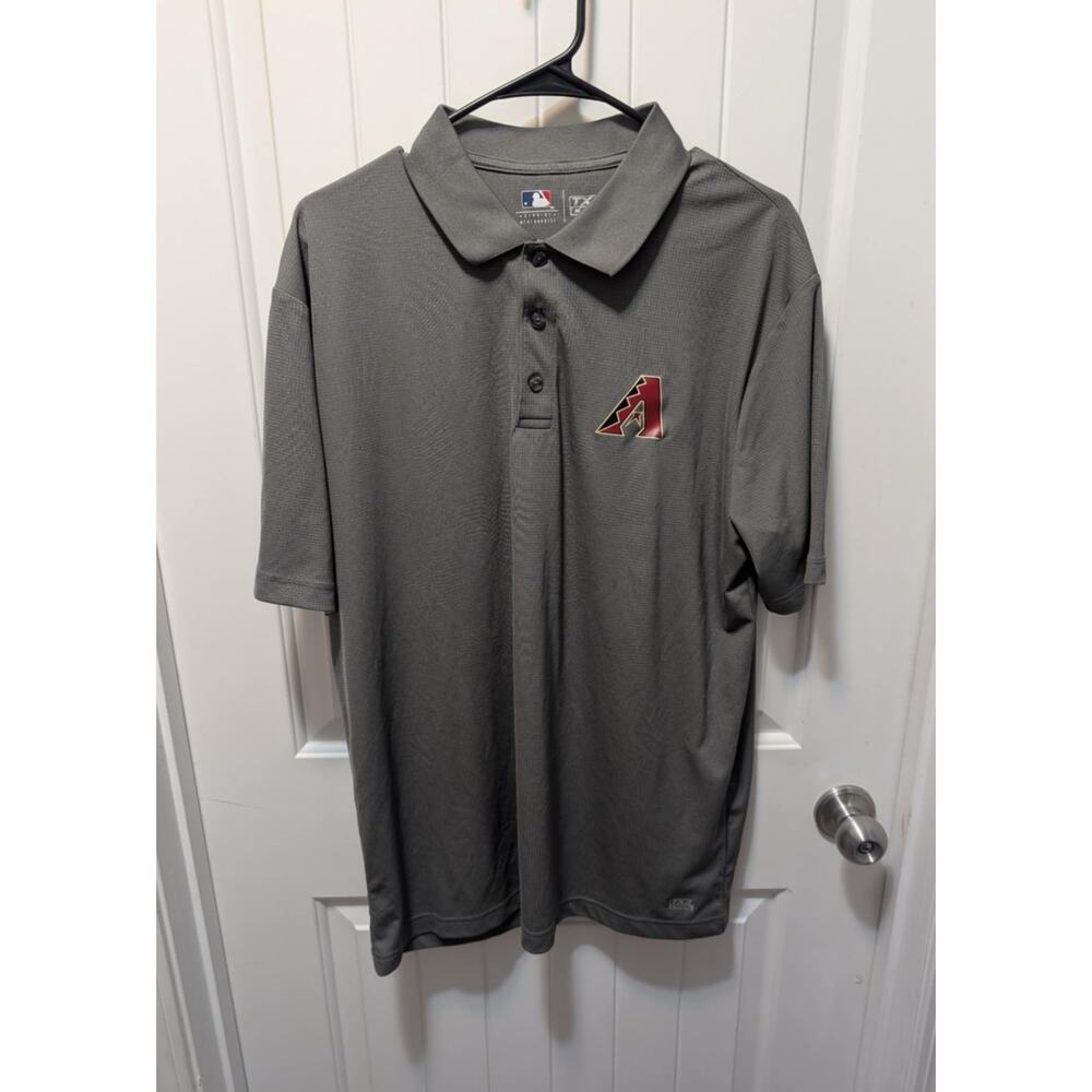 MLB TX3 Cool Arizona Diamond Backs Gray Team Logo Polo Shirt Mens Size L